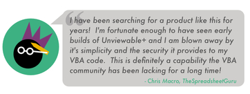 Testimonial about how to lock VBA macros