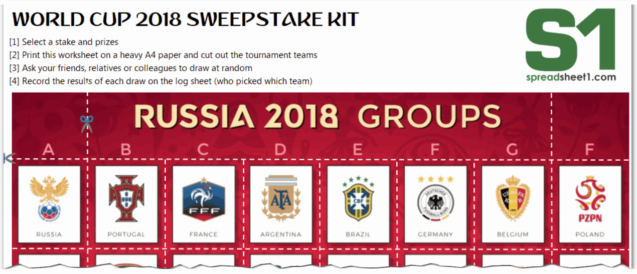 World Cup 2018 free sweepstake kit