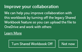 unshare workbook in Excel 2016