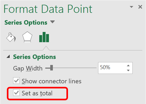 Format data point in waterfall chart