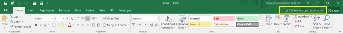 Remove tell me what you want to do search box in Ms Office Excel 2016