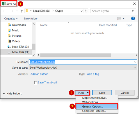 Password to open Excel Save As