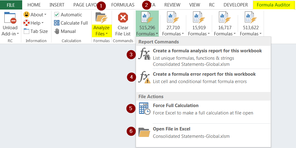 Formula auditor Excel addin