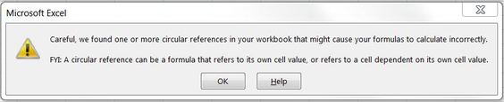 Circular reference in Excel