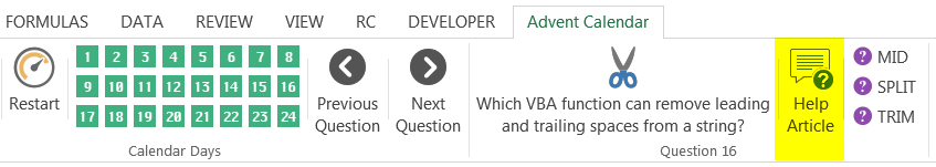Excel Advent Calendar