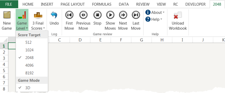 2048 game with extra features powered by Ribbon Commander
