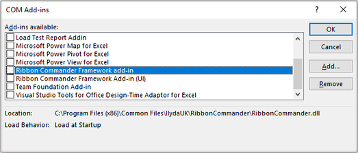 Disable the Ribbon Commander framework
