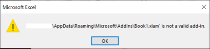 Addin not valid message