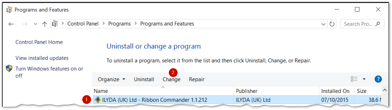 Change Ribbon Commander installation
