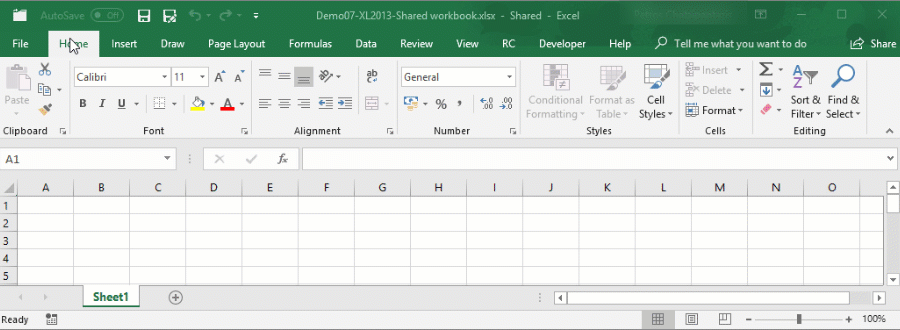 How to unshare workbook in Excel 2016