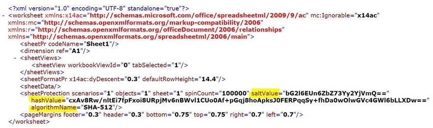 Excel 2016 sheet protection hashes